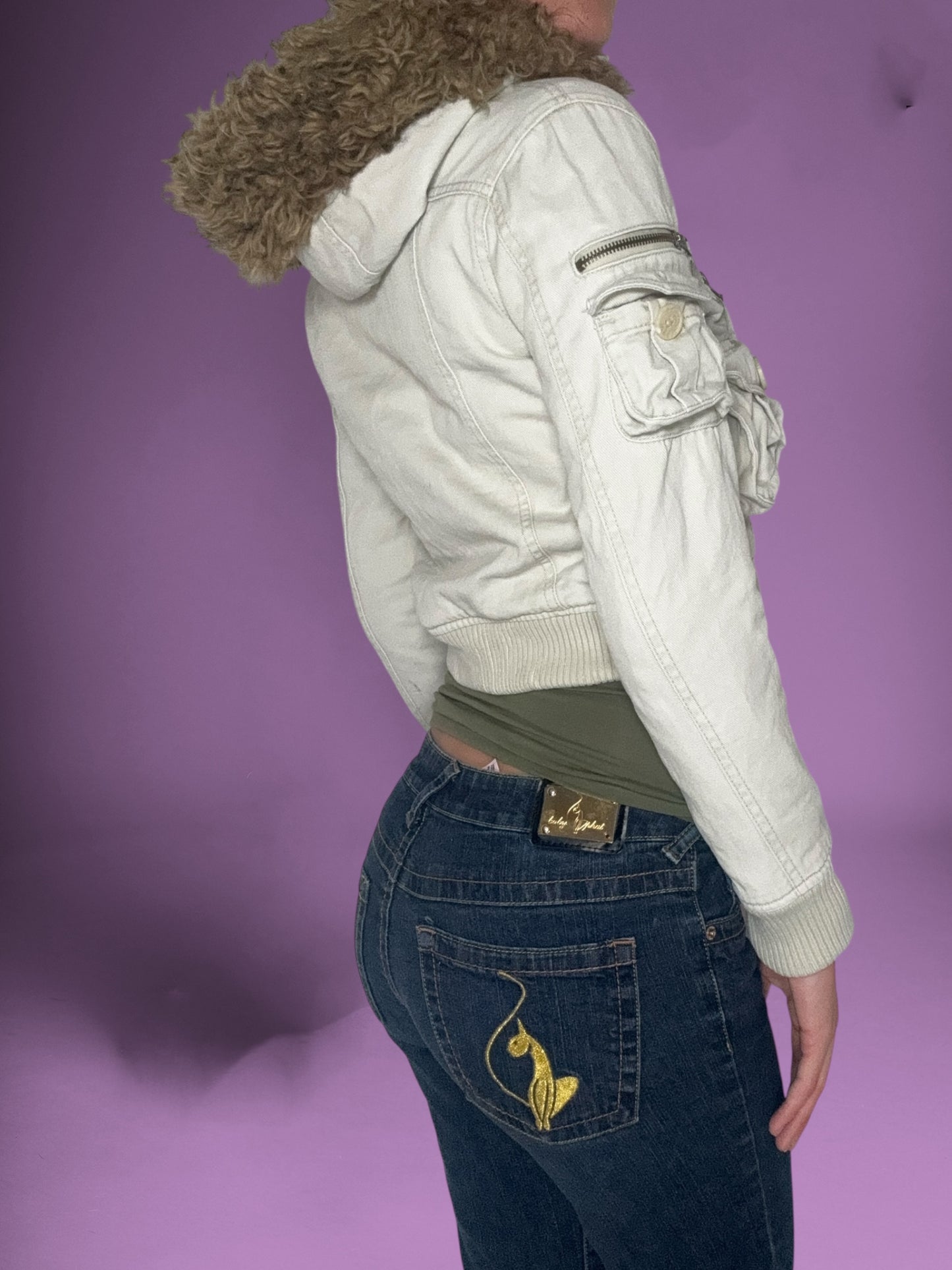 Cropped Fur Hood Jacket