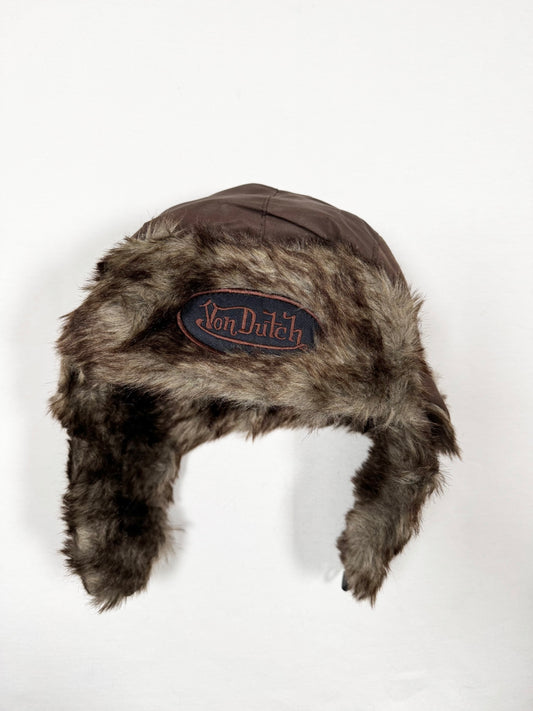 Brown Fur Von Dutch Hat