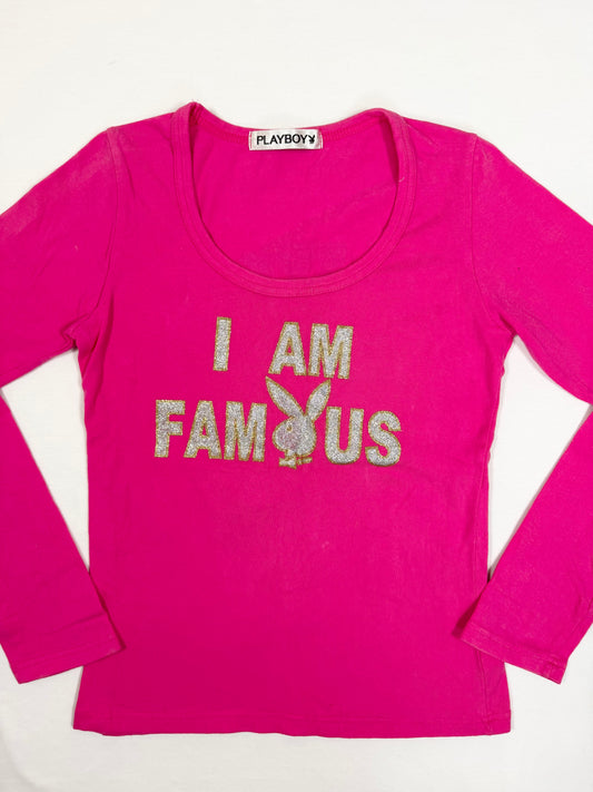 Playboy “I Am Famous” Pink Longsleeve Top ♡ S
