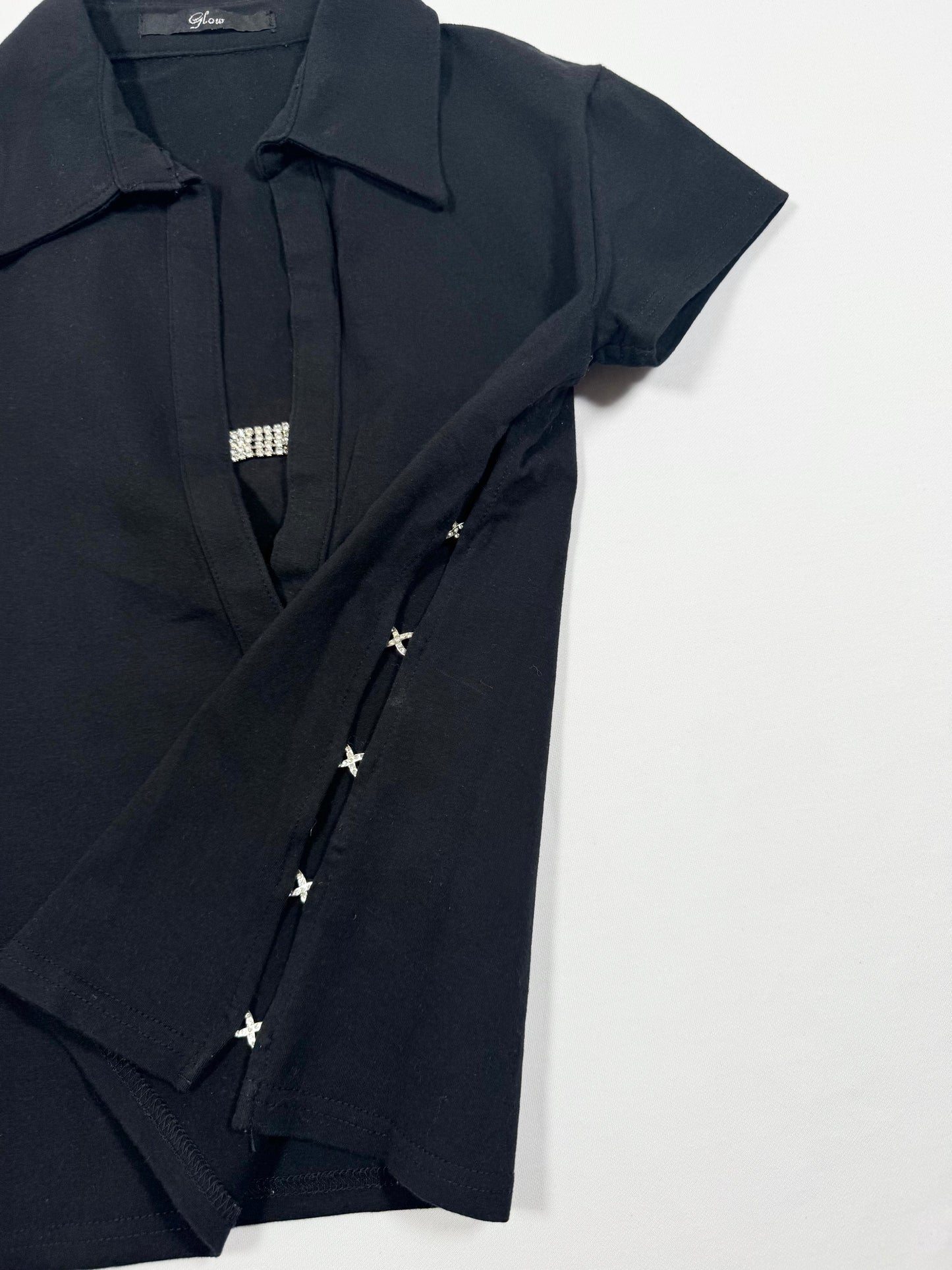 Glow Diamante Side Slit Shirt