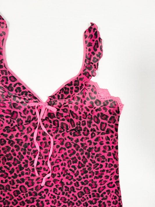 Pink Leopard Mesh Cami