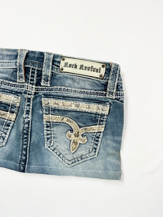 Rock Revival Snakeskin Denim Mini Skirt ♡ 26”