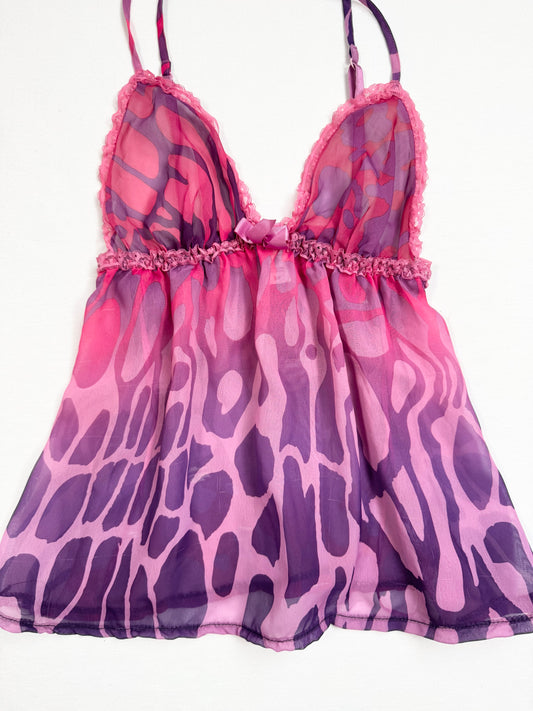 La Senza Purple & Pink Leopard Cami Skirt Set ♡ XS