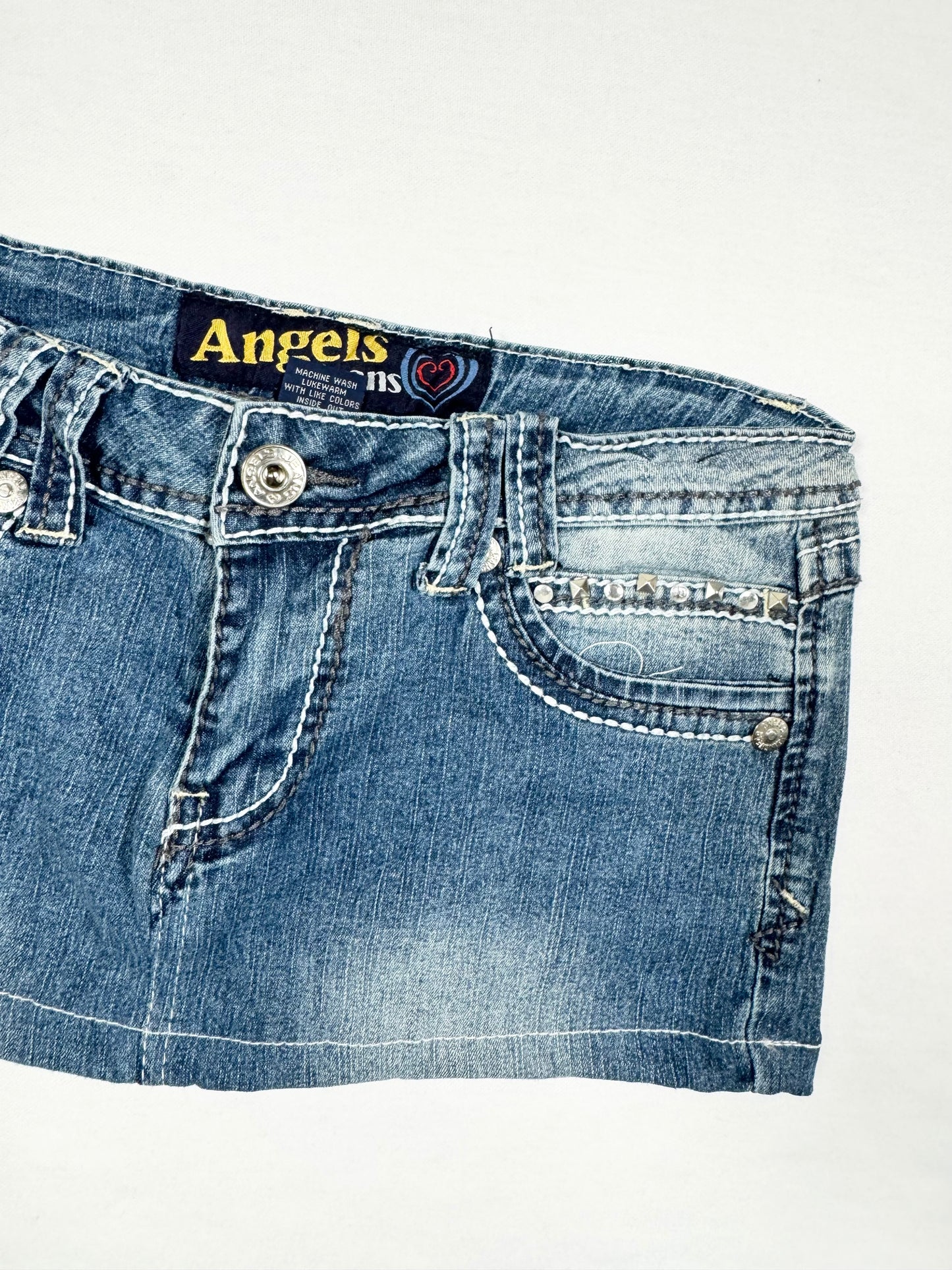 Angels Denim Studded Mini Skirt ♡ Size XS