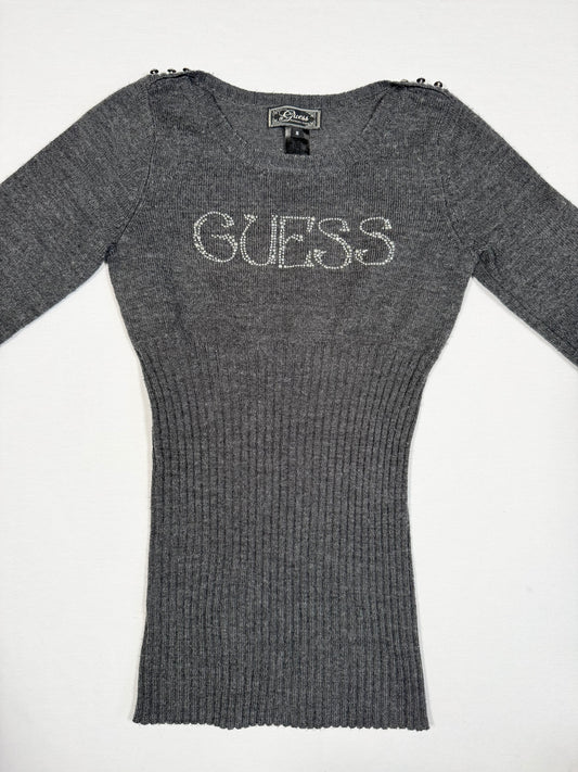Guess Diamante Grey Knit ♡ Size S