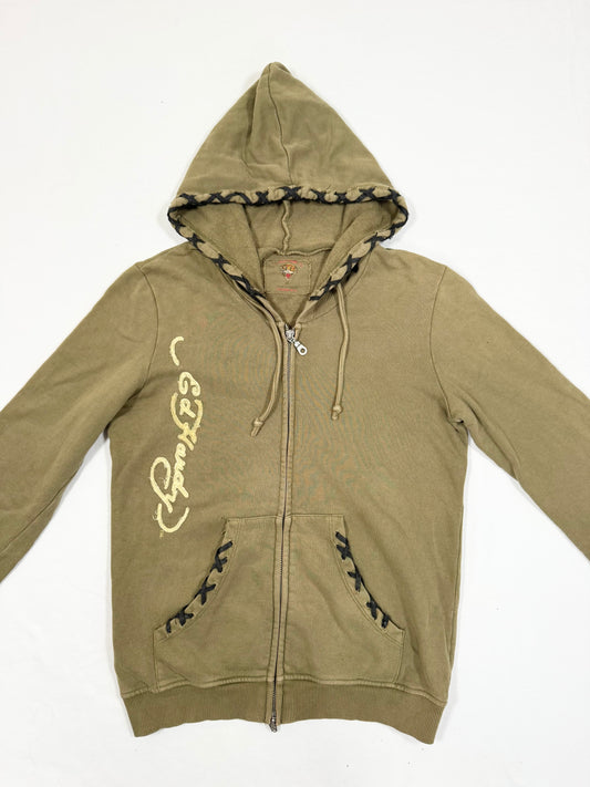 Green Ed Hardy Suede Lace Trim Hoodie ☆