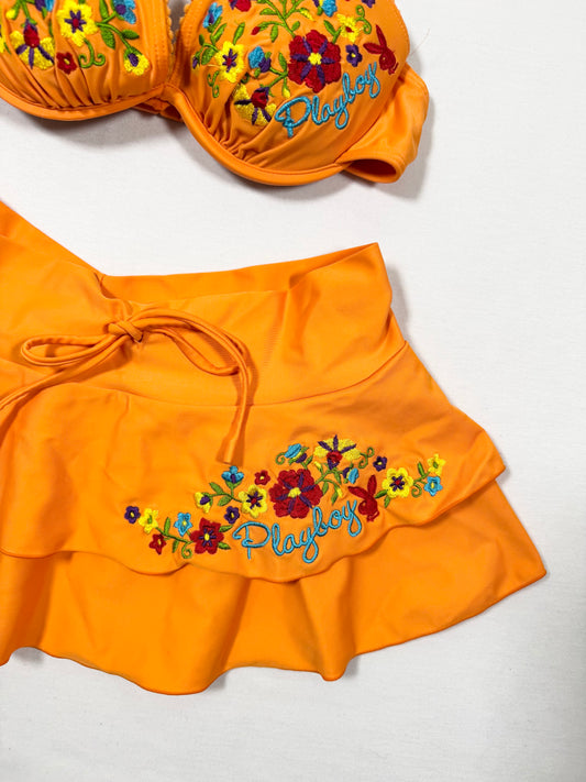 Playboy Embroidered Bikini & Skirt Set