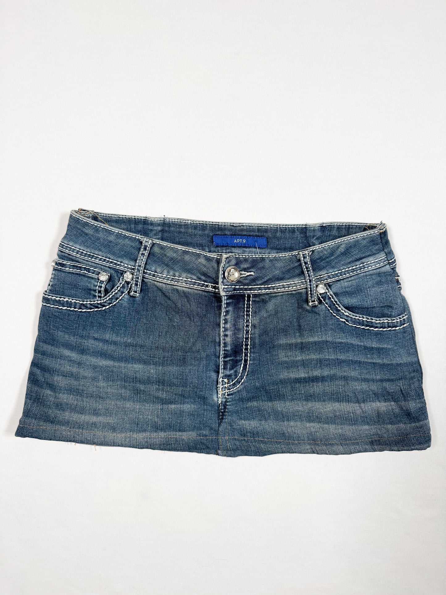 Diamante Pocket Denim Mini Skirt ♡ Size S/M
