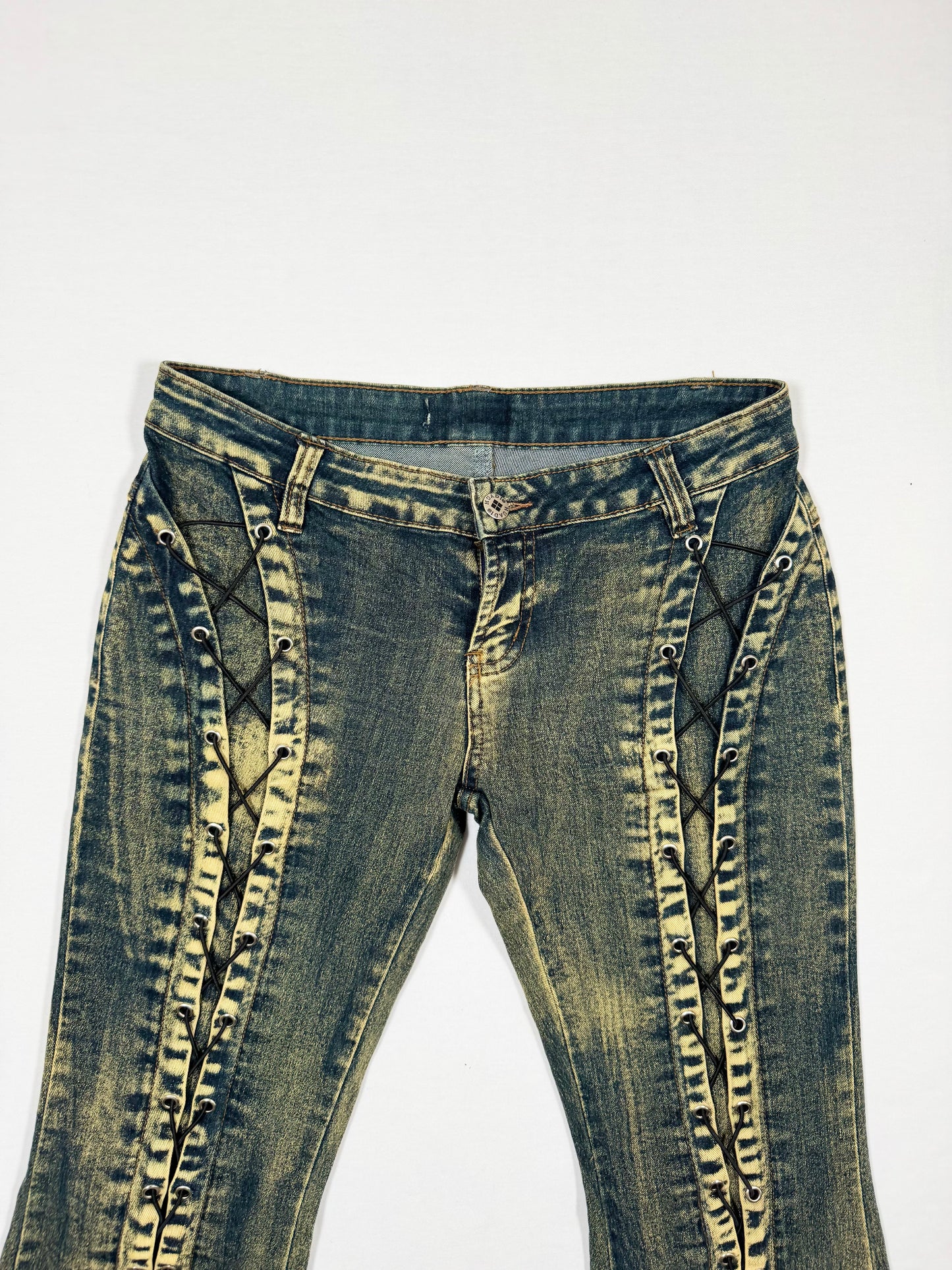 Lace Up Flared Jeans