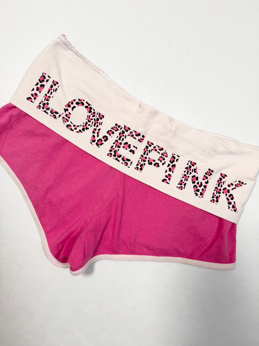 “I Love Pink” Fold Over Shorts
