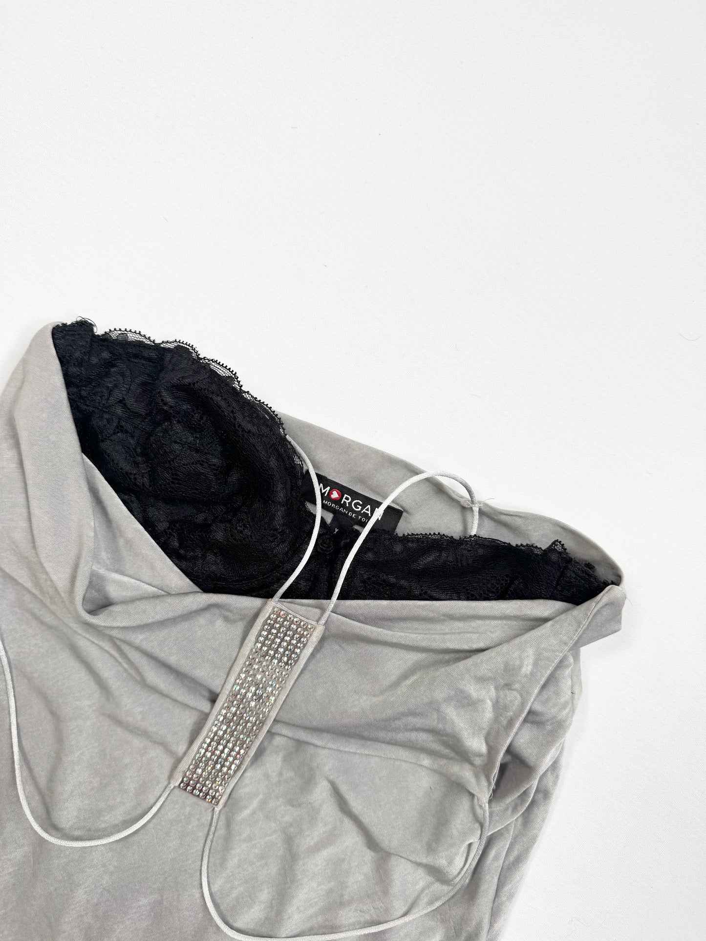 Morgan De Toi Grey Diamante Cowl Neck Cami ♡