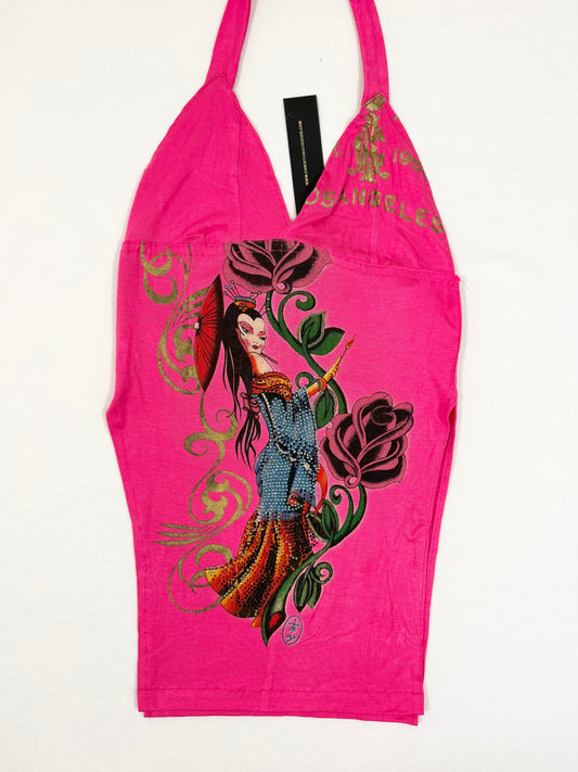 Christian Audigier Pink Halter & Skirt Set ♡ XS/S