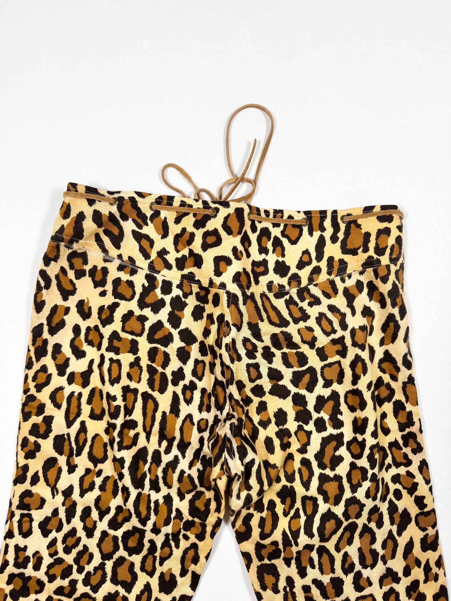 Leopard Suede Waist Flared Pants ♡ Size XS