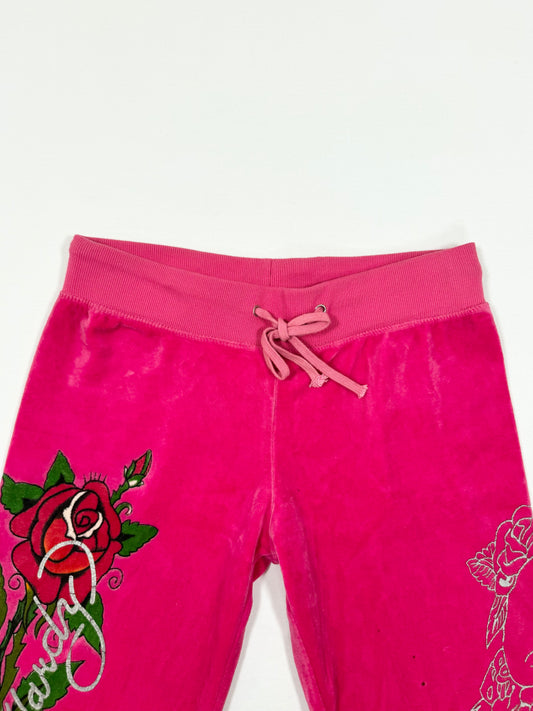 Ed Hardy Pink Velour Trackpants ♡ S/M