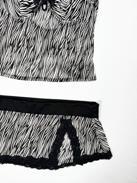 Rampage Zebra Micromesh Cami Set ♡ M