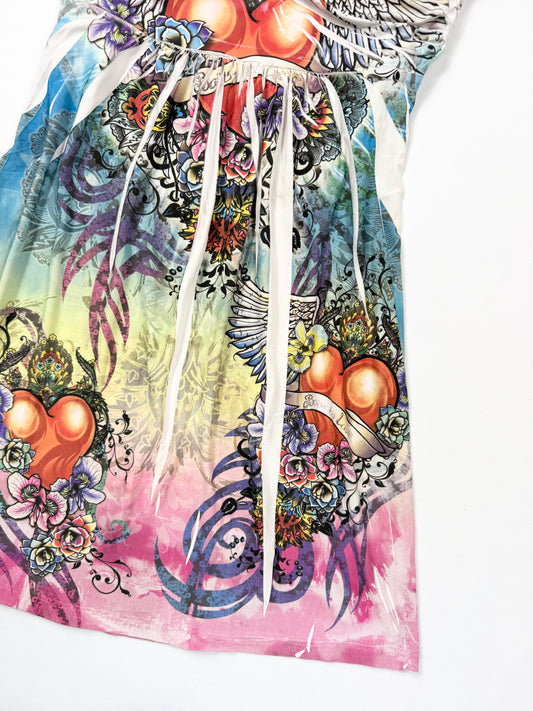 Colourful Grunge Print Dress ♡ M