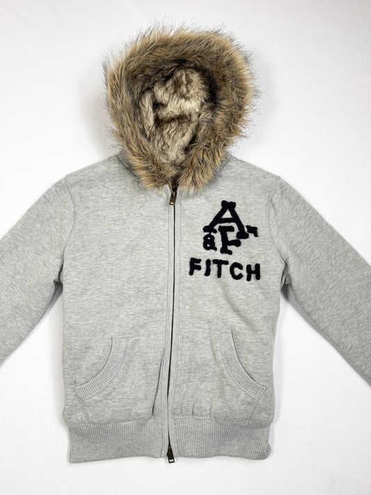 Abercrombie & Fitch Grey Fur Hood Zip Up ♡ L