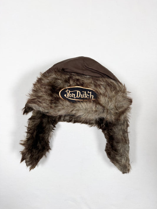 Brown Fur Von Dutch Hat