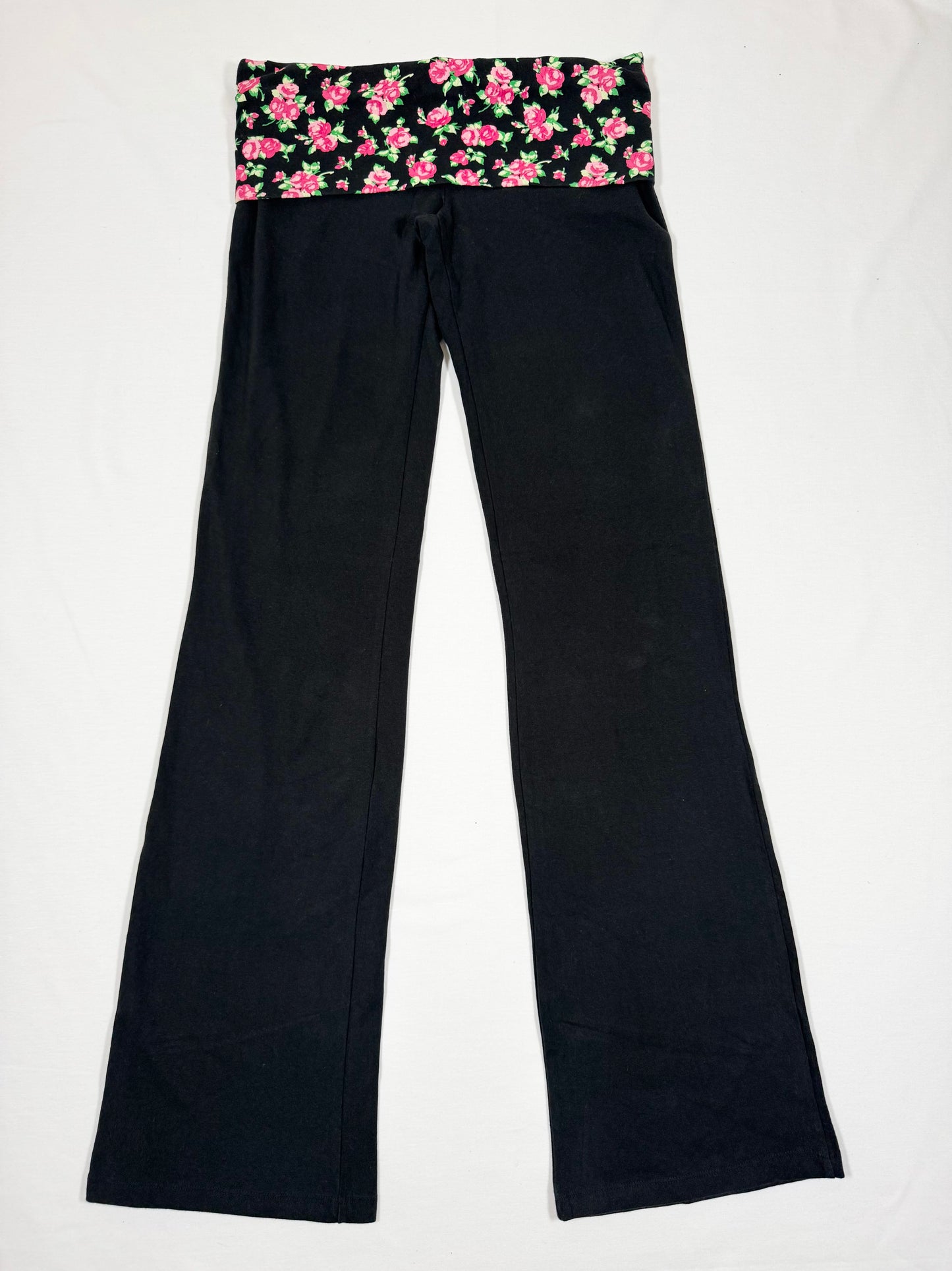 “LOVE PINK” Fold Over Flared Leggings