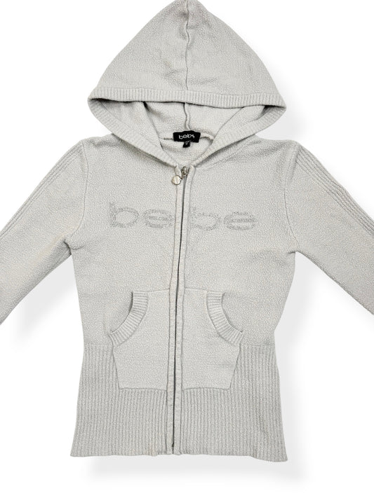 Grey Bebe Diamanté Zip Up Hoodie ♡ M
