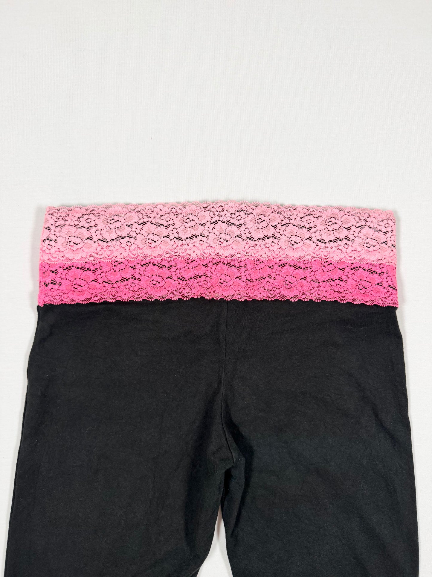 PINK Lace Waist Flared Leggings