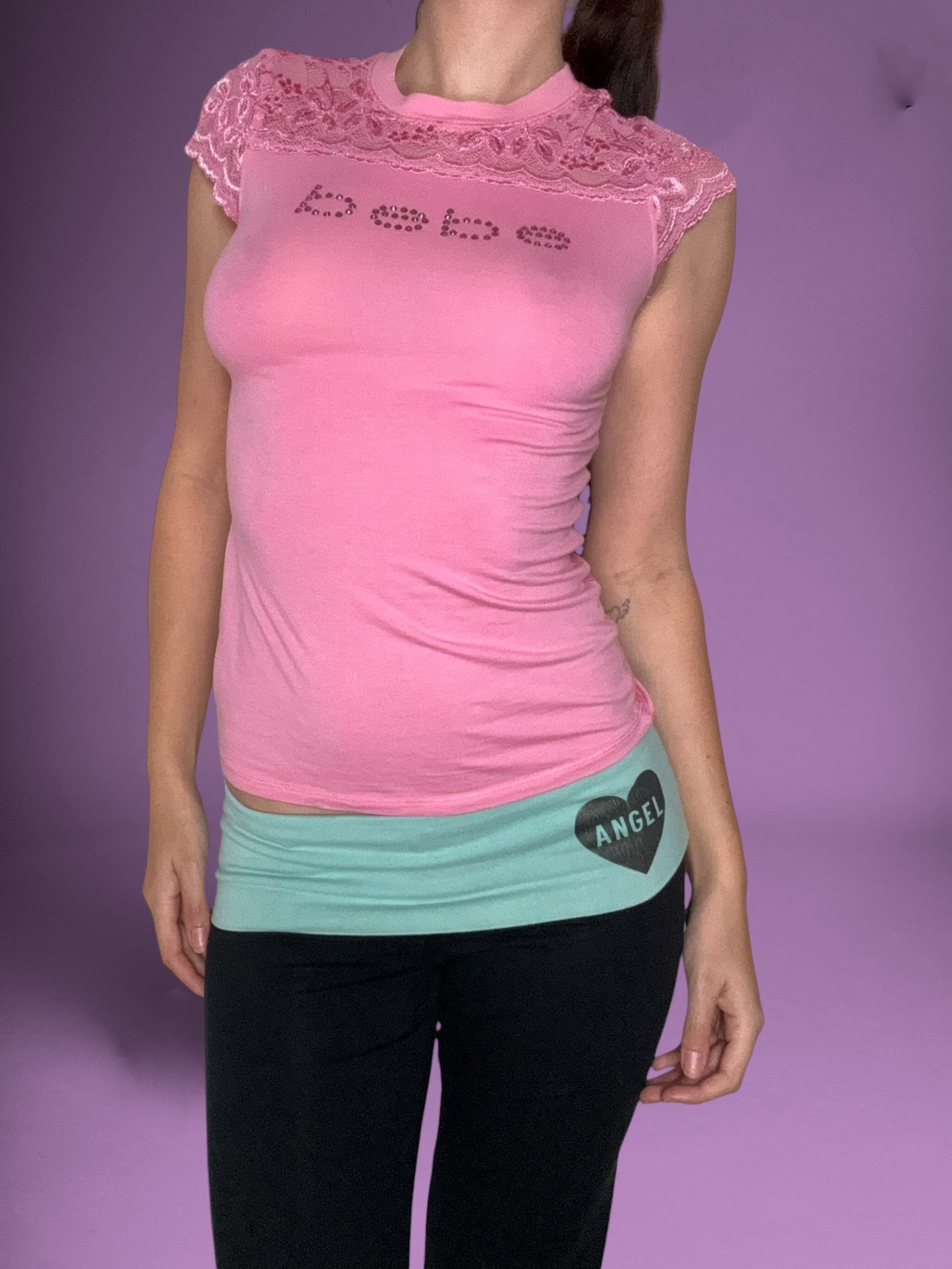 Pink Bebe Lace Tee ♡ S