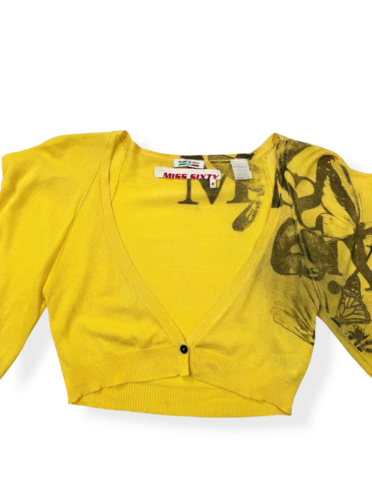Miss Sixty Yellow Cropped Butterfly Cardigan ♡ S