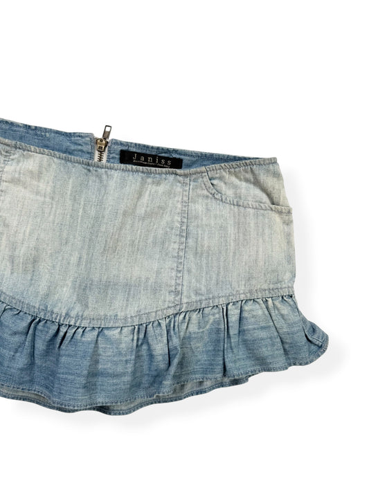 Ruffle Trim Denim Micro Skirt ♡ XS