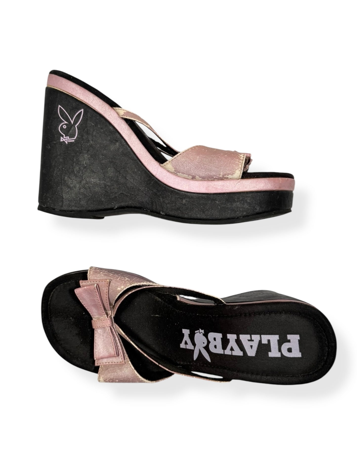 Playboy Wedge Bunny Bow Sandals