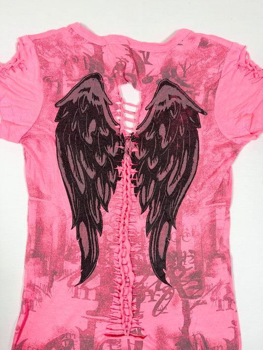 Hot Pink Cut Out Wing Tee