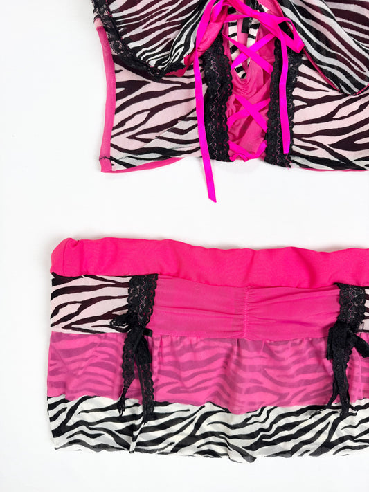 Pink & Zebra Cami Set ♡ S