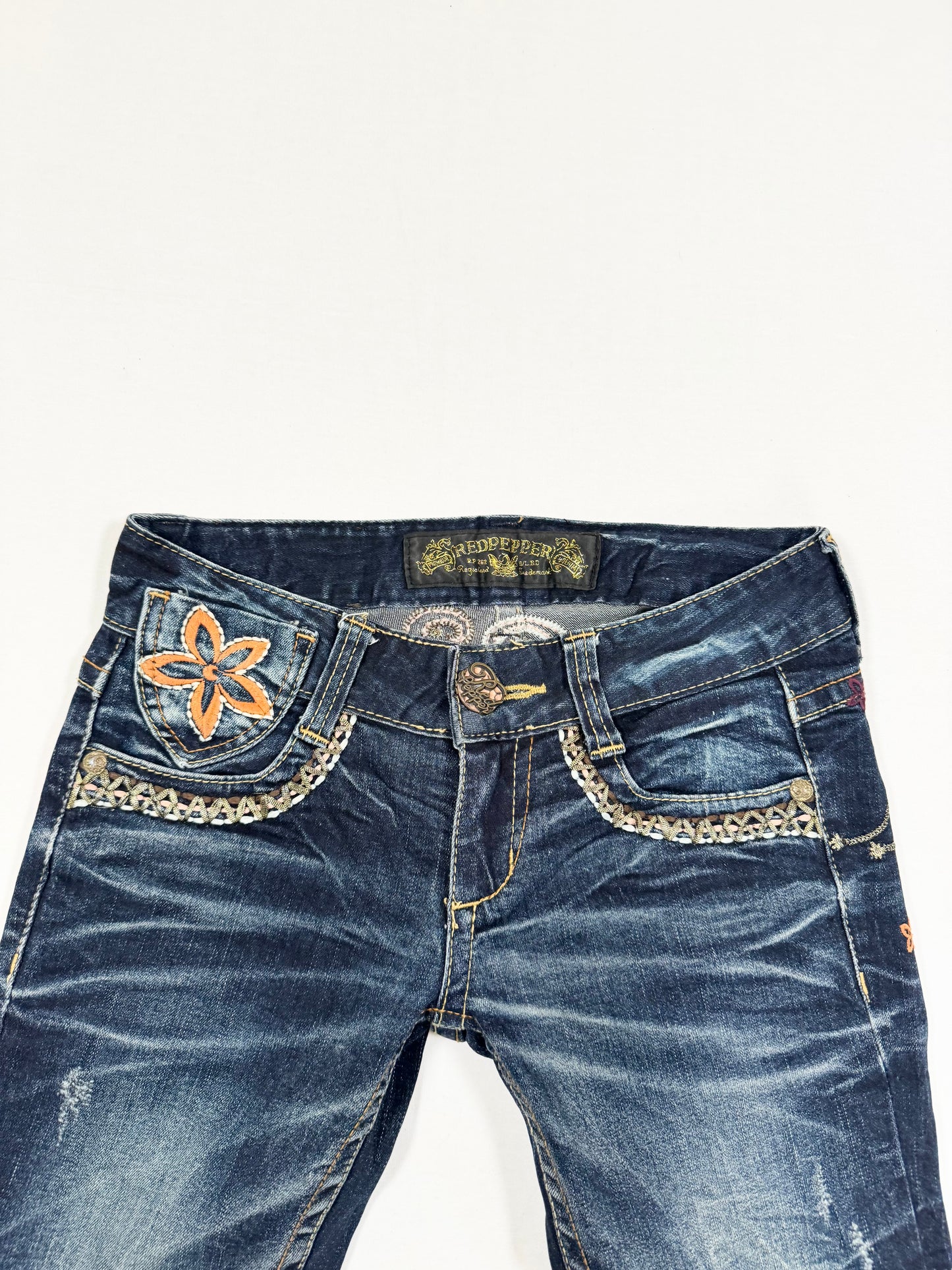 Red Pepper Leopard Floral Flared Jeans ☆ 25”