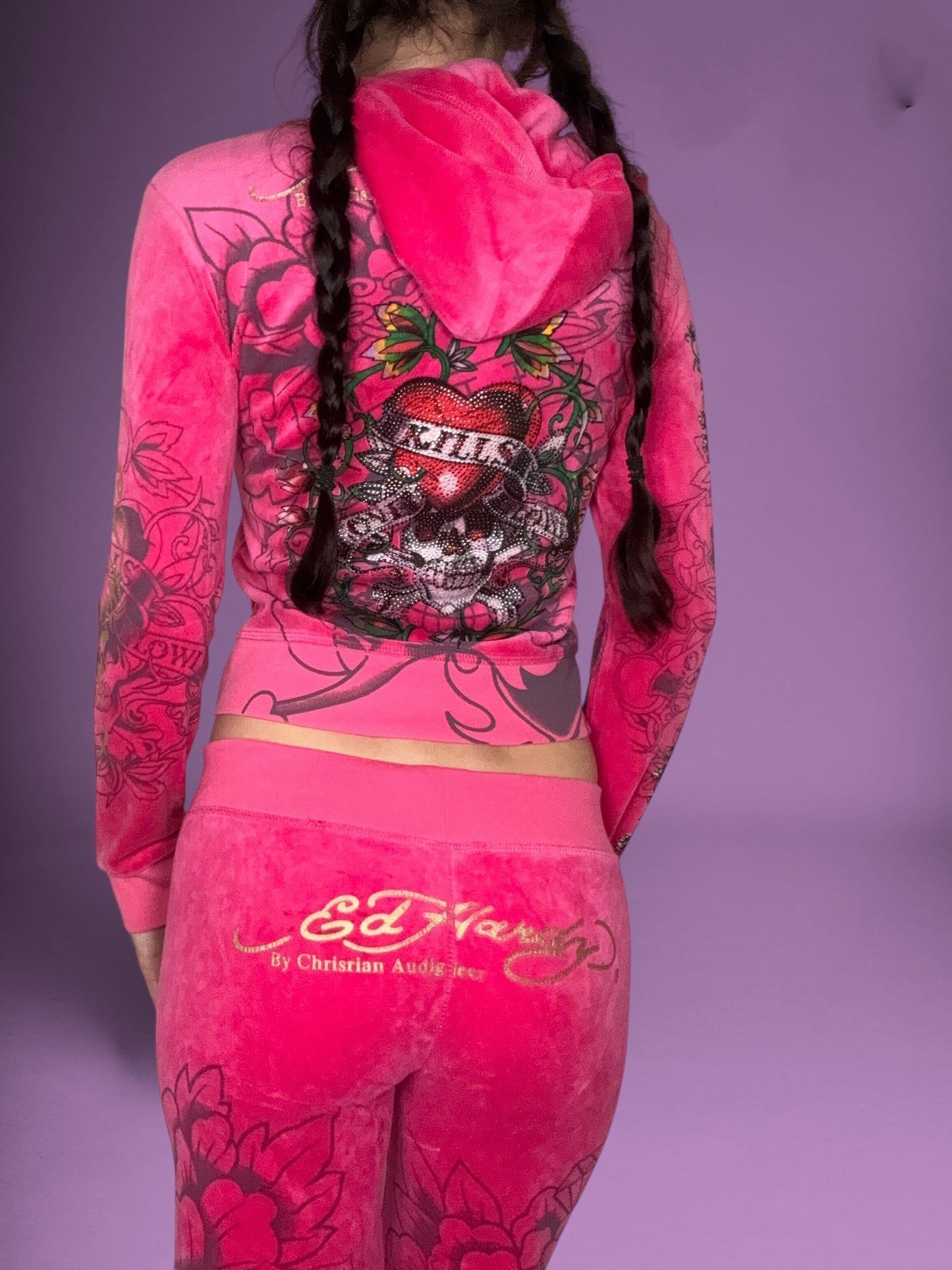 Pink Velour Ed Hardy Tracksuit