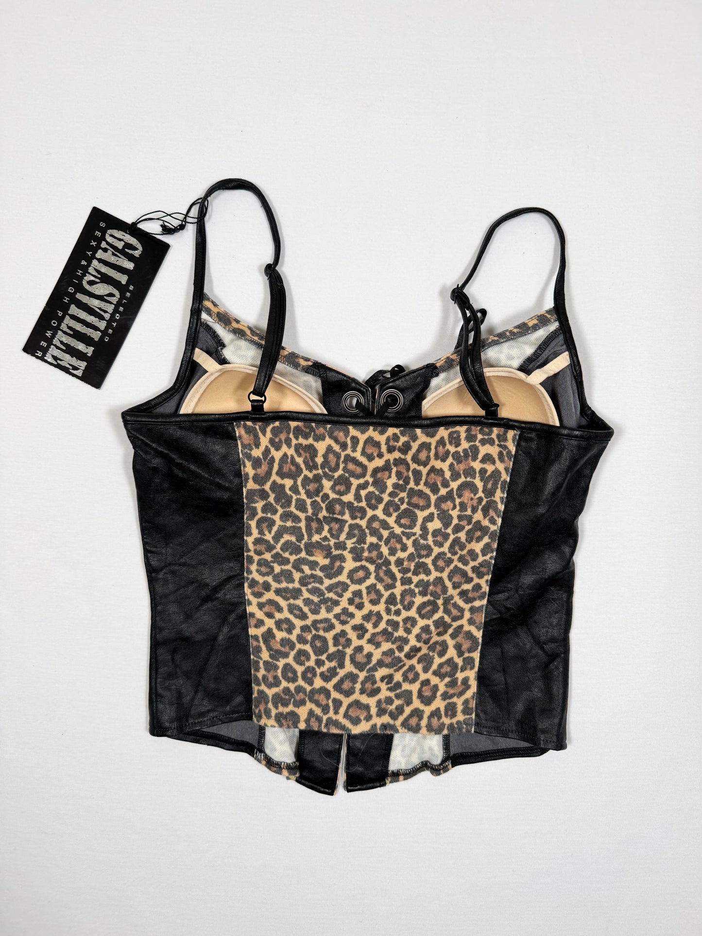 Galsville Leopard Lace Up Corset Cami