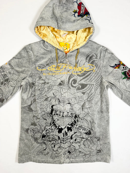 Ed Hardy Grey Velour Tracksuit ☆ S/M