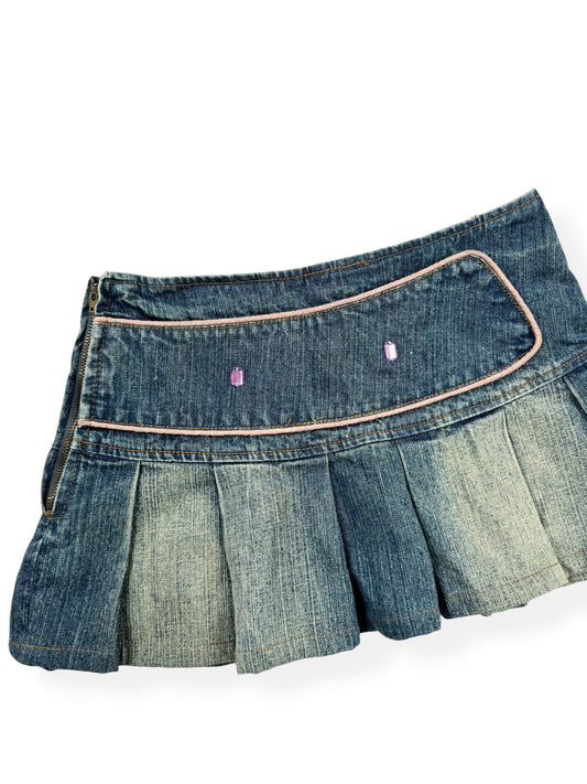 Pink Diamanté Pleated Mini Skirt ♡ XXS