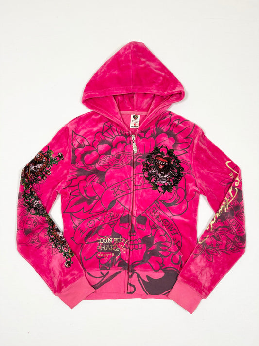 Pink Velour Ed Hardy Tracksuit