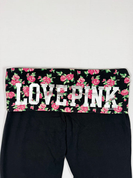“LOVE PINK” Fold Over Flared Leggings