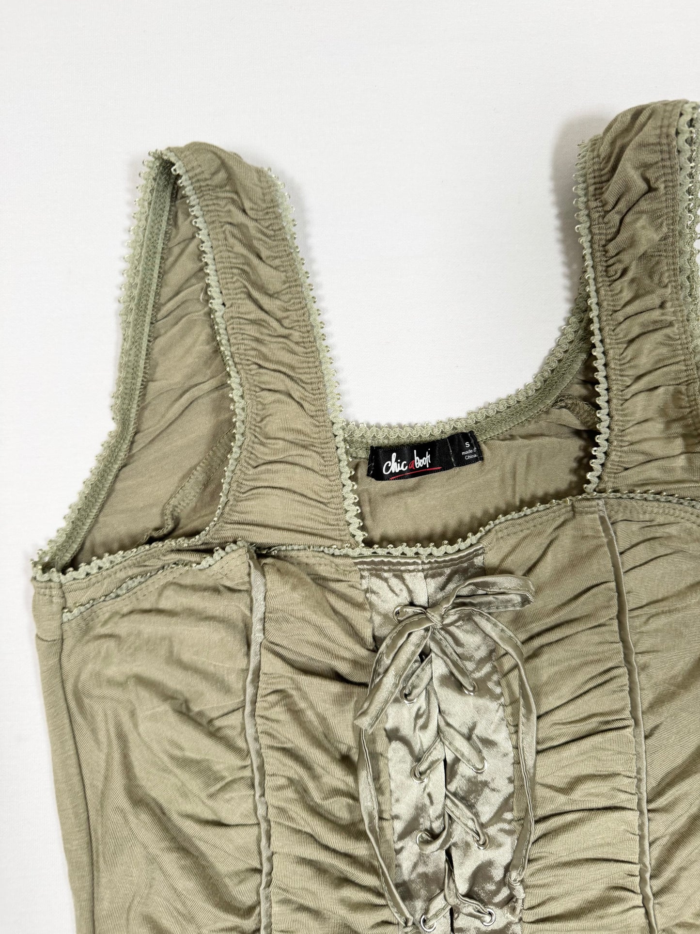 Khaki Lace Up Tank