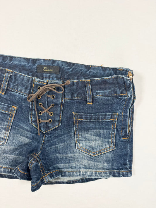 Lace Up Denim Shorts ☆ XS
