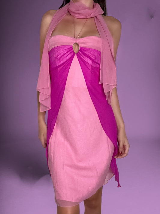 Pink Silk Midi Dress ♡ S/M