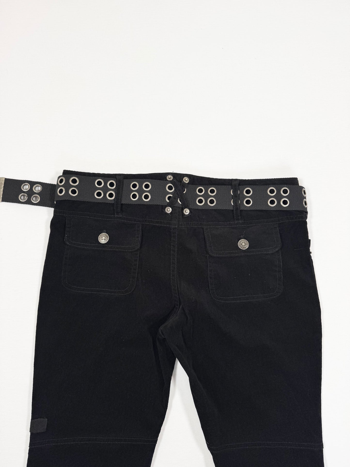 Black Cargo Flared Corduroy Pants ♡ S