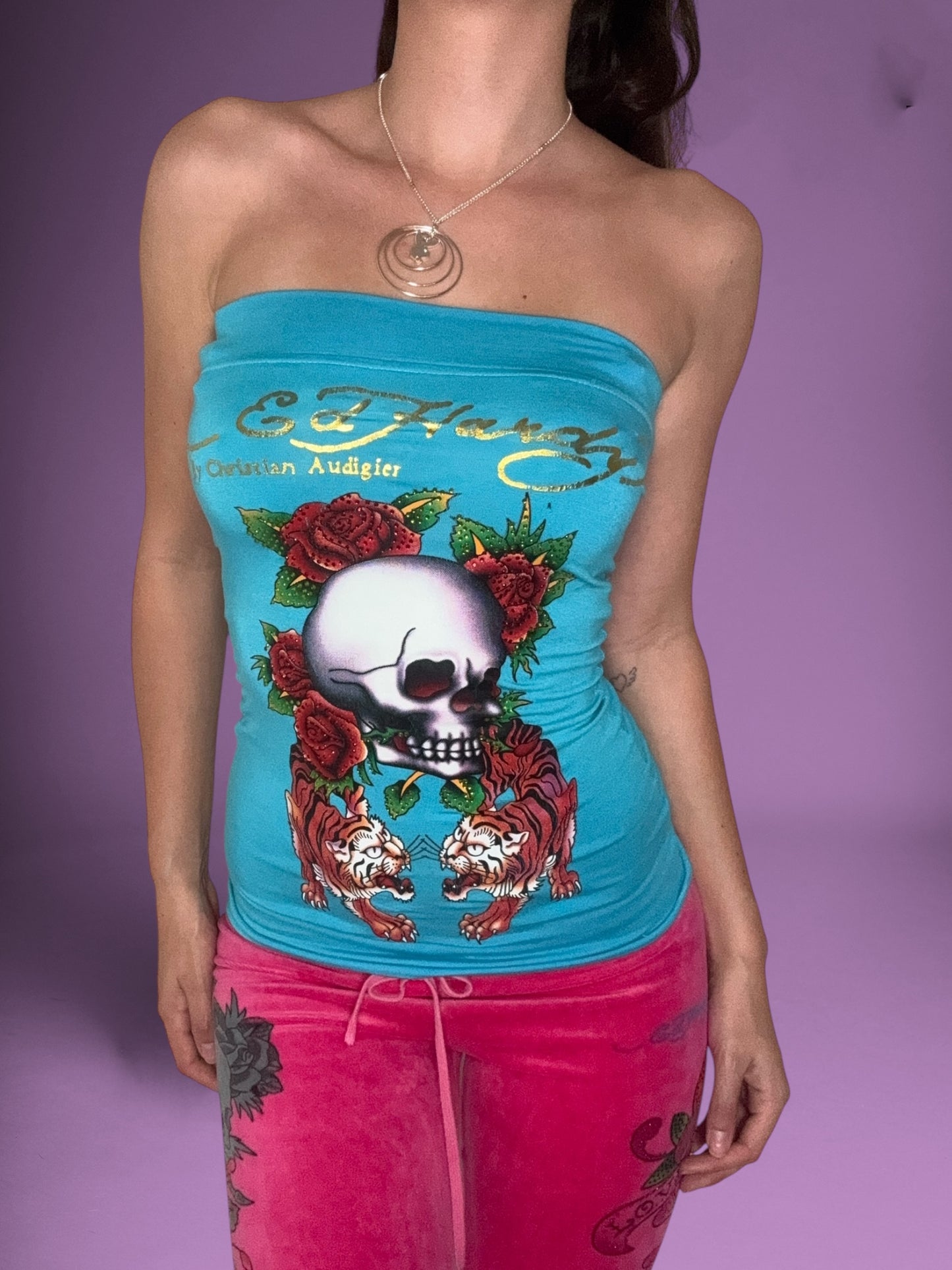 Blue Ed Hardy Tube Top