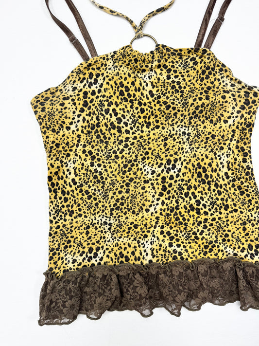 Leopard O Ring Halter Cami ♡ M