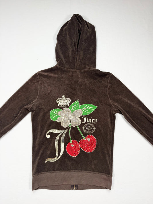Brown Towelling Cherry Juicy Couture Zip Up Hoodie ♡ S