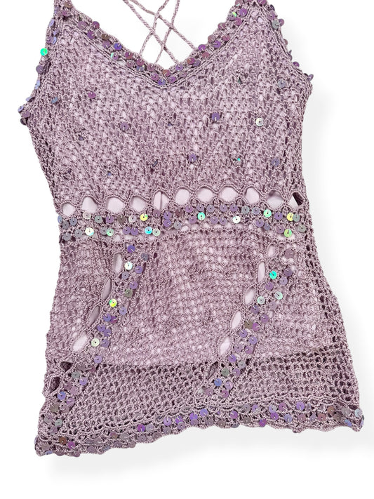 Purple Crochet Sequin Cami ♡ XS