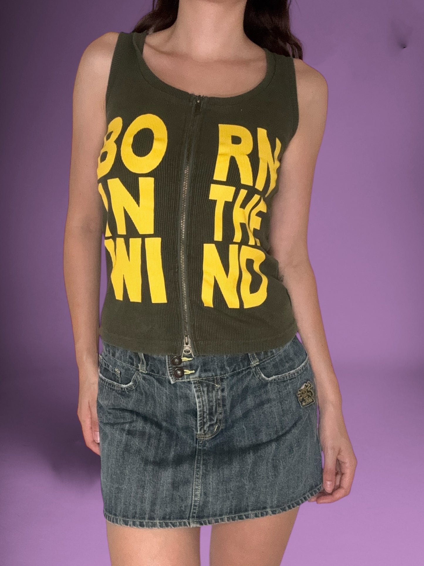 “Born in the wind” Zipper Tank ♡ Size S