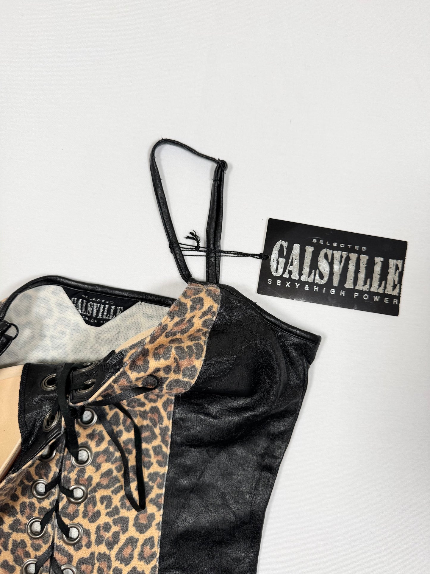 Galsville Leopard Lace Up Corset Cami