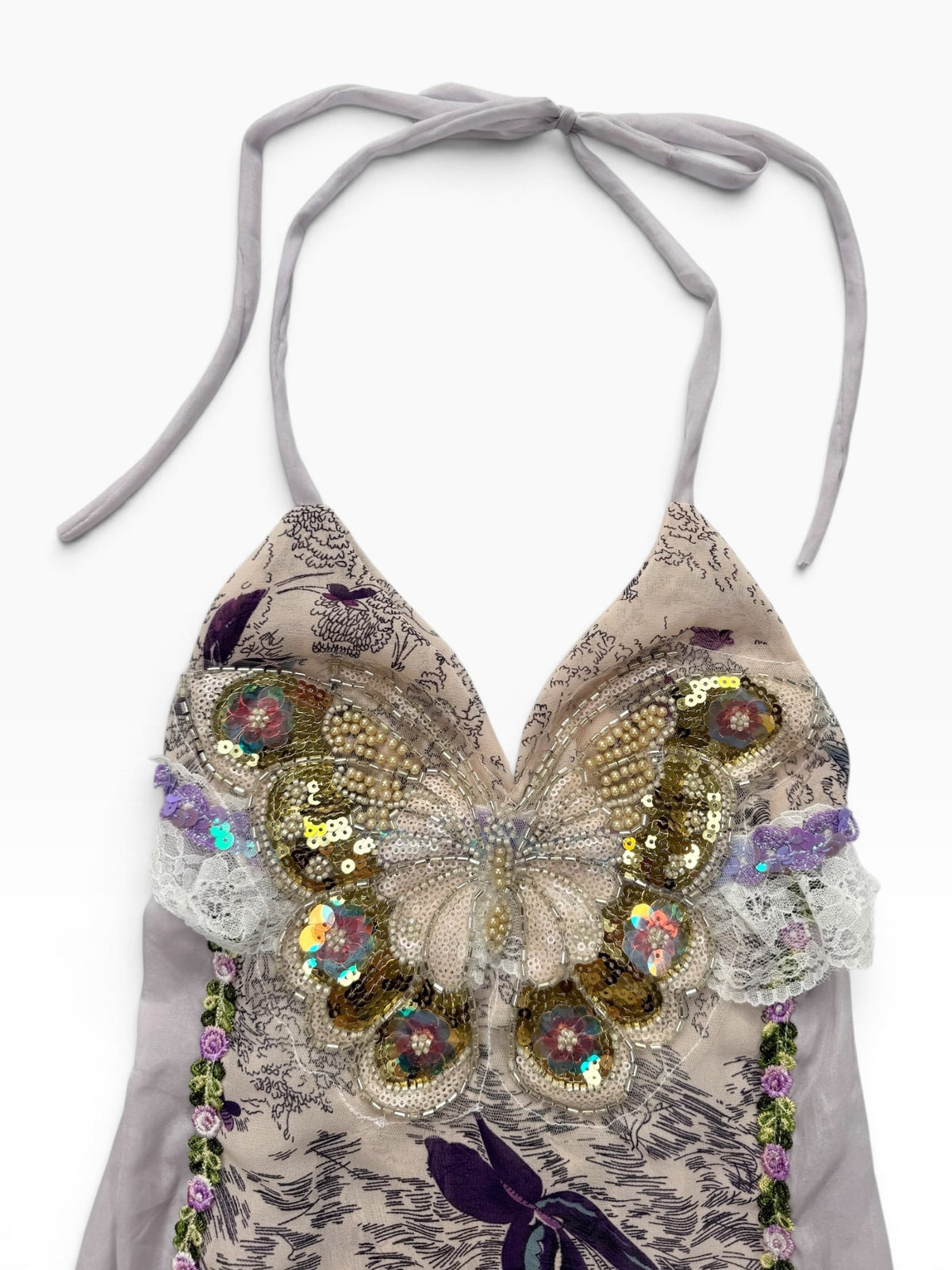 Reworked Purple Butterfly Halter Cami ♡ XS