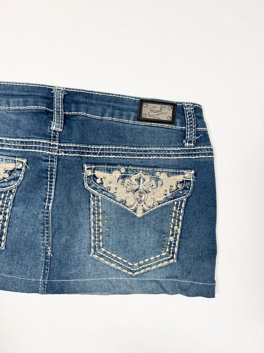 Embroidered Pocket Mini Skirt ♡ Size S/M